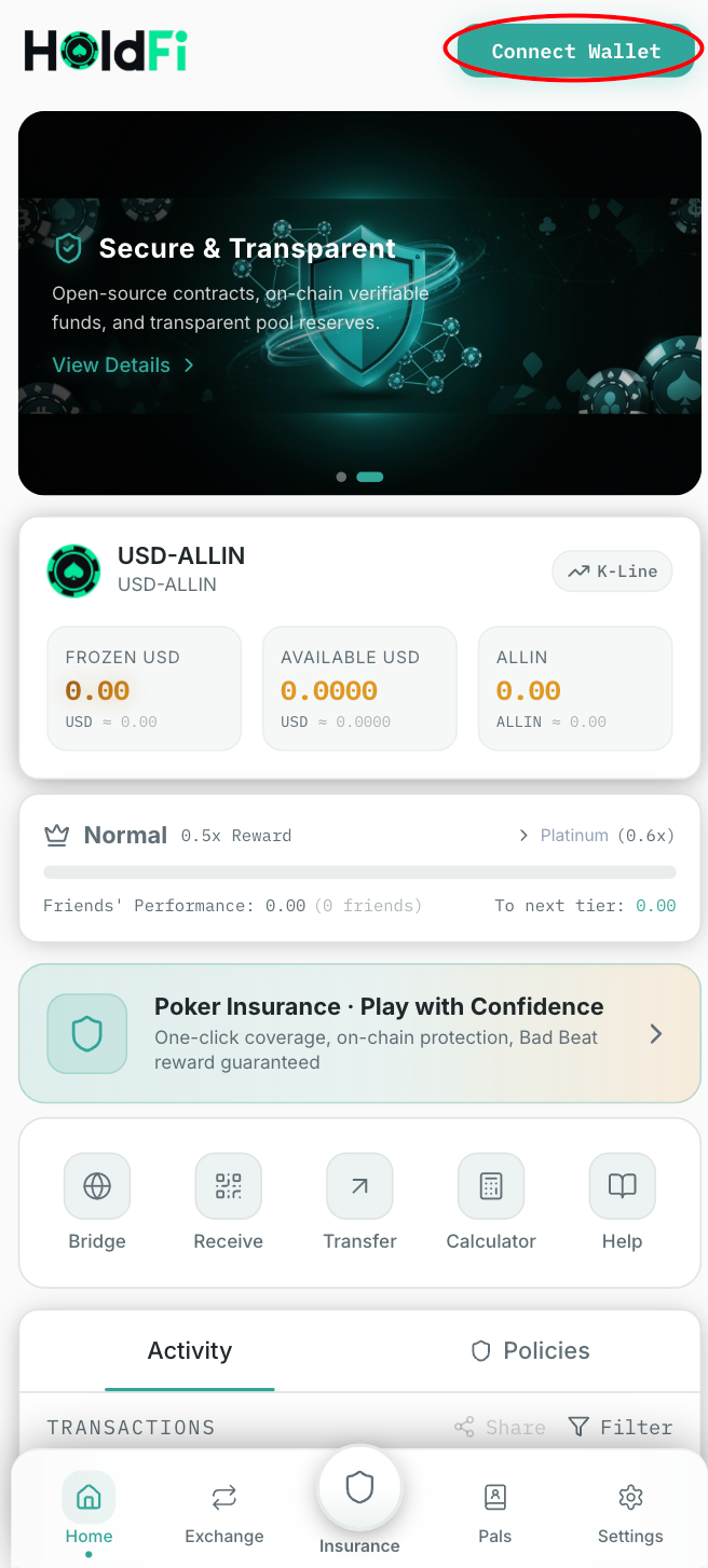 点击 Connect Wallet 链接钱包